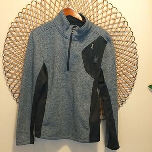 Men's Spyder Gray and Black Quarter-Zip Pullover Size Small